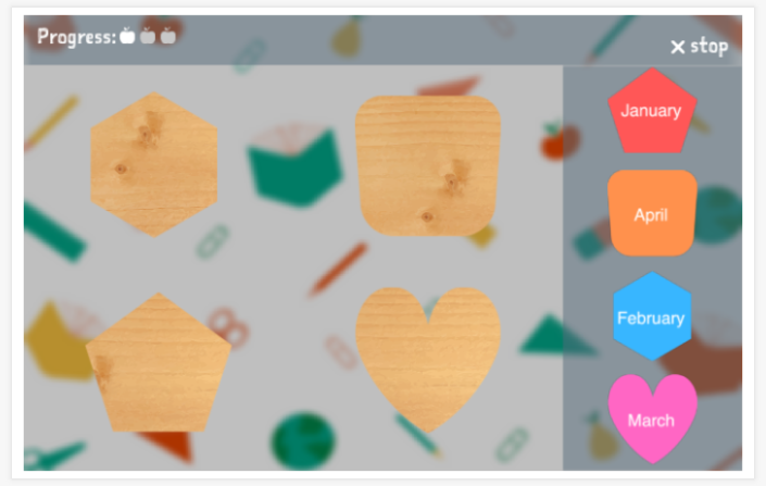 Months of the year theme puzzle game of the English app for children