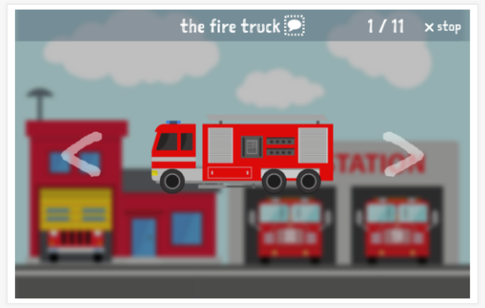 Fire brigade theme presentation of the English app for children