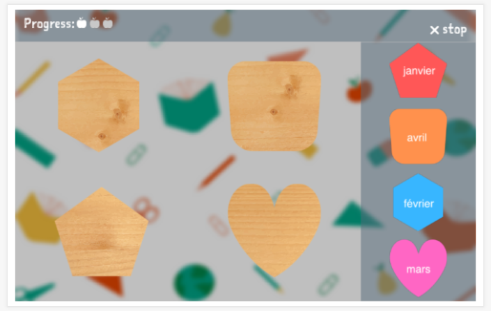 Months of the year theme puzzle game of the French app for children